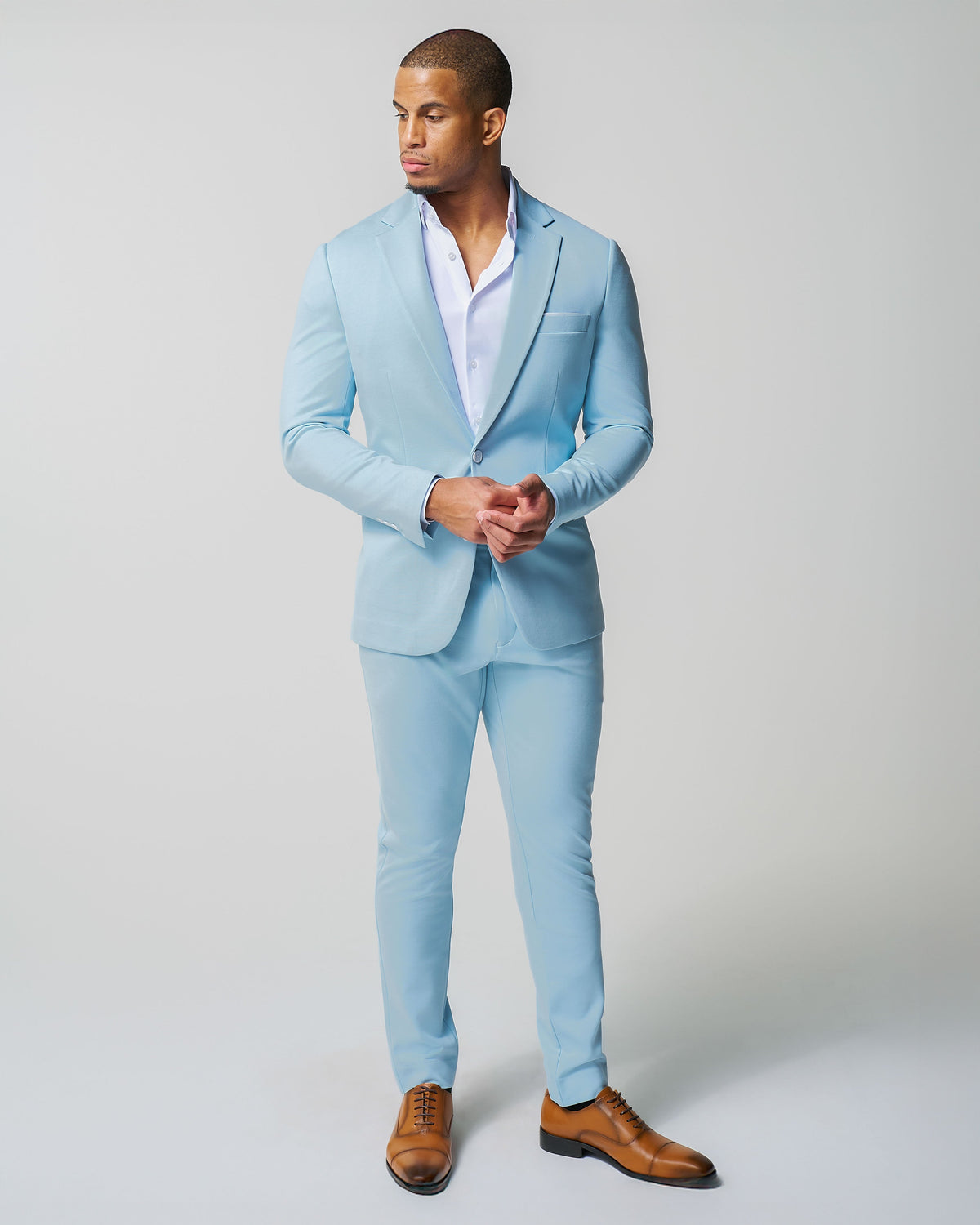 Athletic Fit Stretch Suit - Solid Cool Blue | State & Liberty Suits