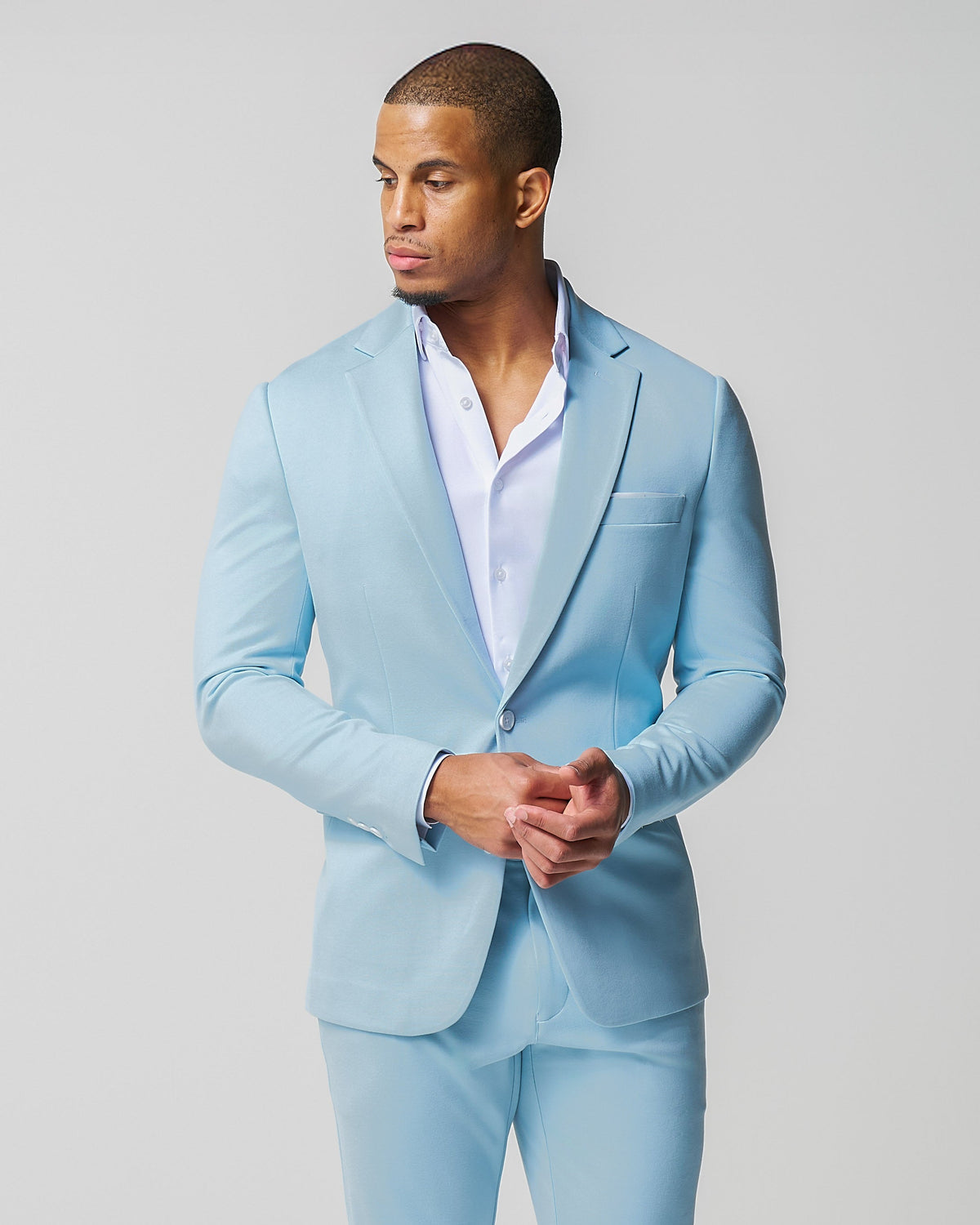 Athletic Fit Stretch Suit - Solid Cool Blue | State & Liberty Suits