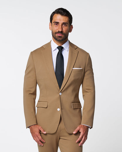 Athletic Fit Stretch Suit - Solid Dark Tan | State & Liberty Suits