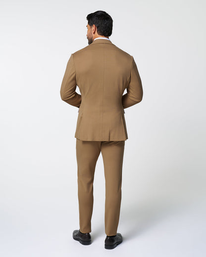 Athletic Fit Stretch Suit - Solid Dark Tan | State & Liberty Suits