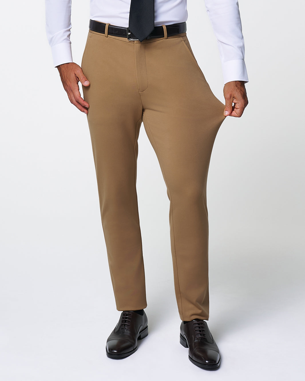 Athletic Fit Stretch Suit - Solid Dark Tan | State & Liberty Suits