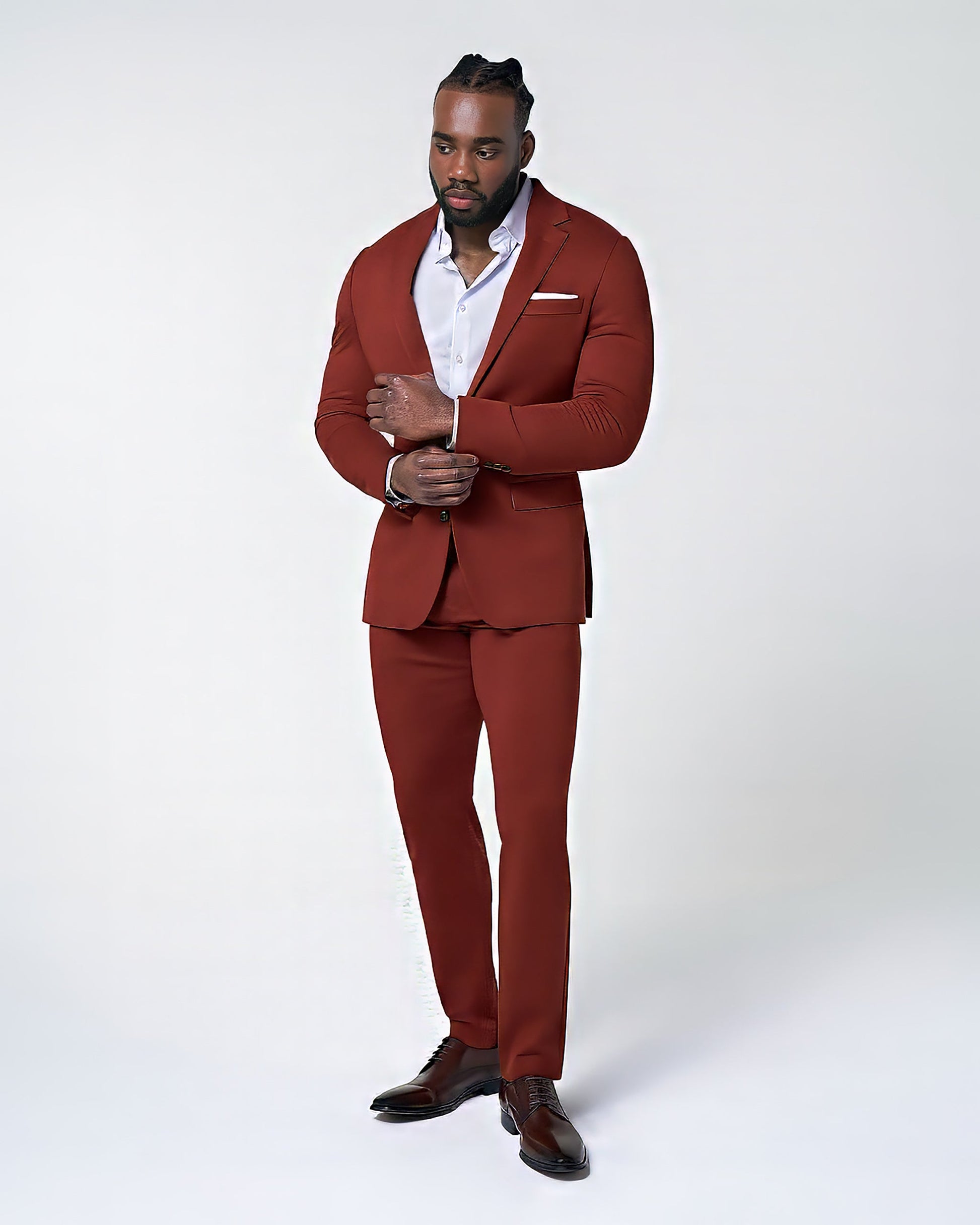 Athletic Fit Stretch Suit - Solid Brick | State & Liberty Suits