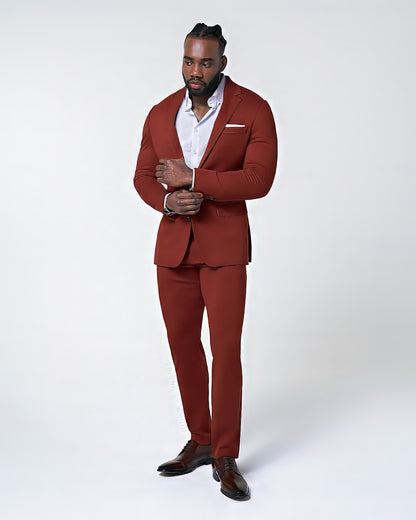 Athletic Fit Stretch Suit - Solid Brick | State & Liberty Suits