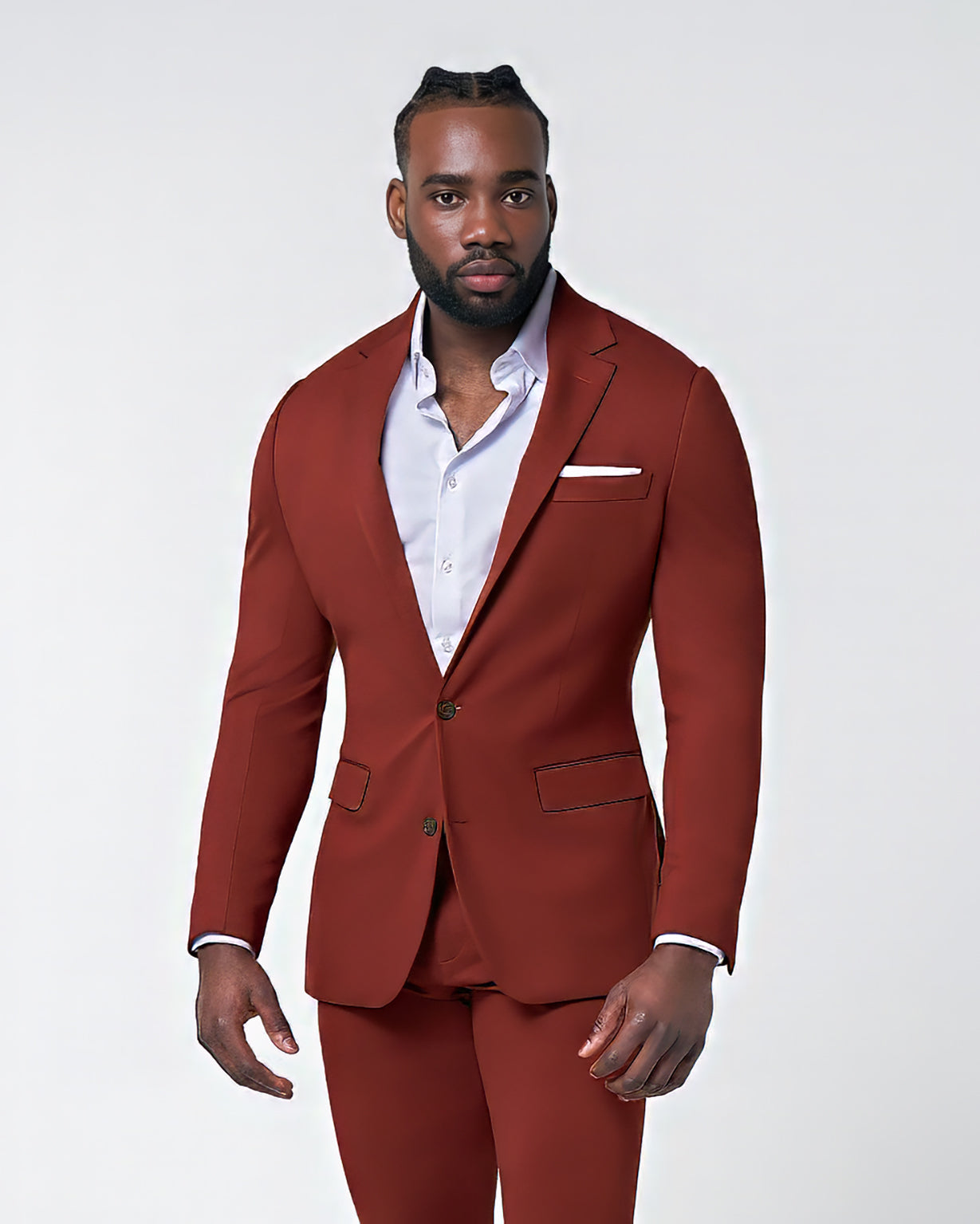 Athletic Fit Stretch Suit - Solid Brick | State & Liberty Suits