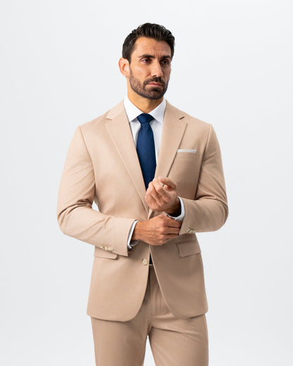 Athletic Fit Stretch Suit - Peach and White Pinstripe | State & Liberty Suits