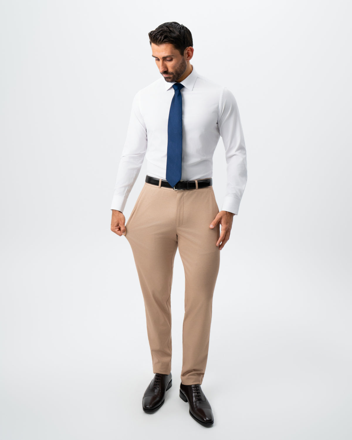 Athletic Fit Stretch Suit - Peach and White Pinstripe | State & Liberty Suits