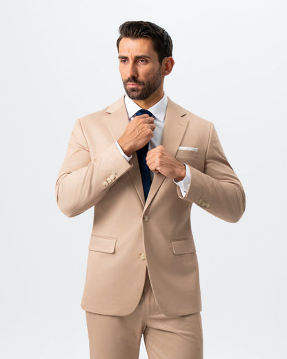 Athletic Fit Stretch Suit - Peach and White Pinstripe | State & Liberty Suits