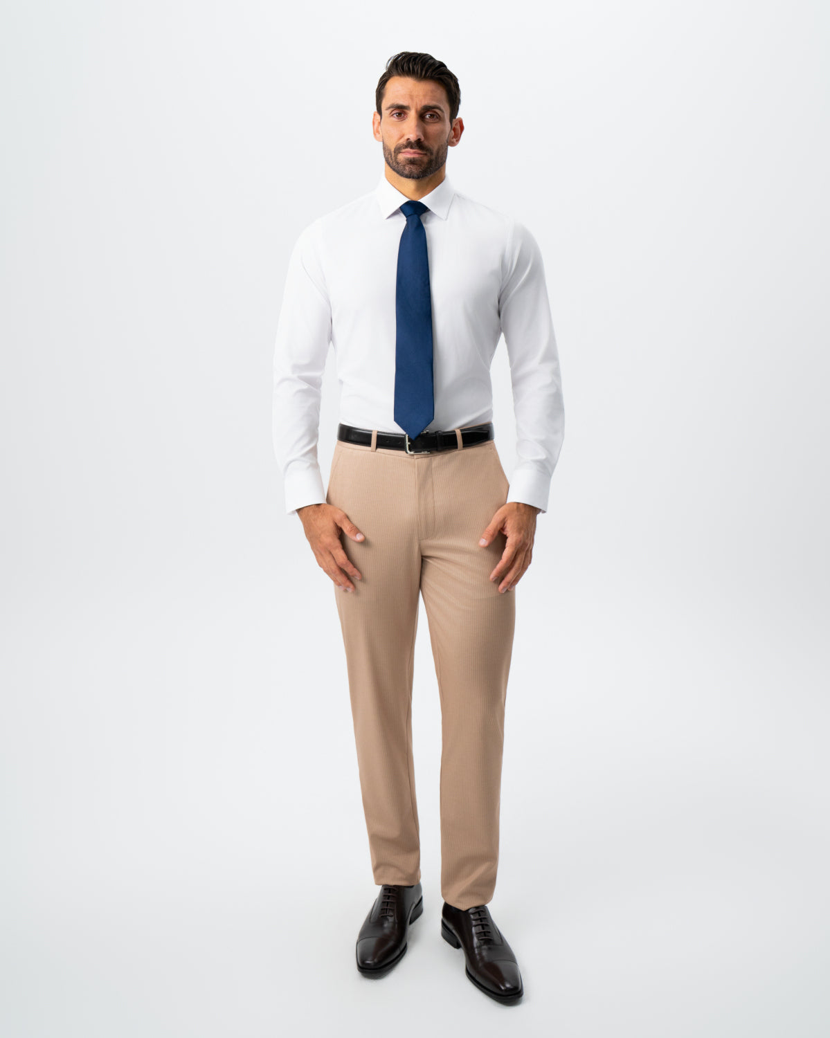 Athletic Fit Stretch Suit - Peach and White Pinstripe | State & Liberty Suits