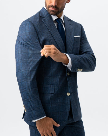 Athletic Fit Stretch Suit - Electric Blue and Black Plaid | State & Liberty Suits