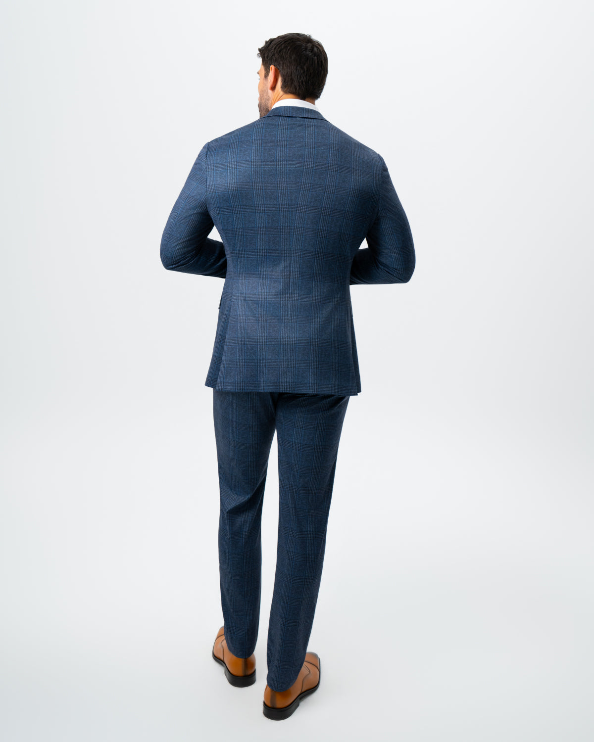 Athletic Fit Stretch Suit - Electric Blue and Black Plaid | State & Liberty Suits
