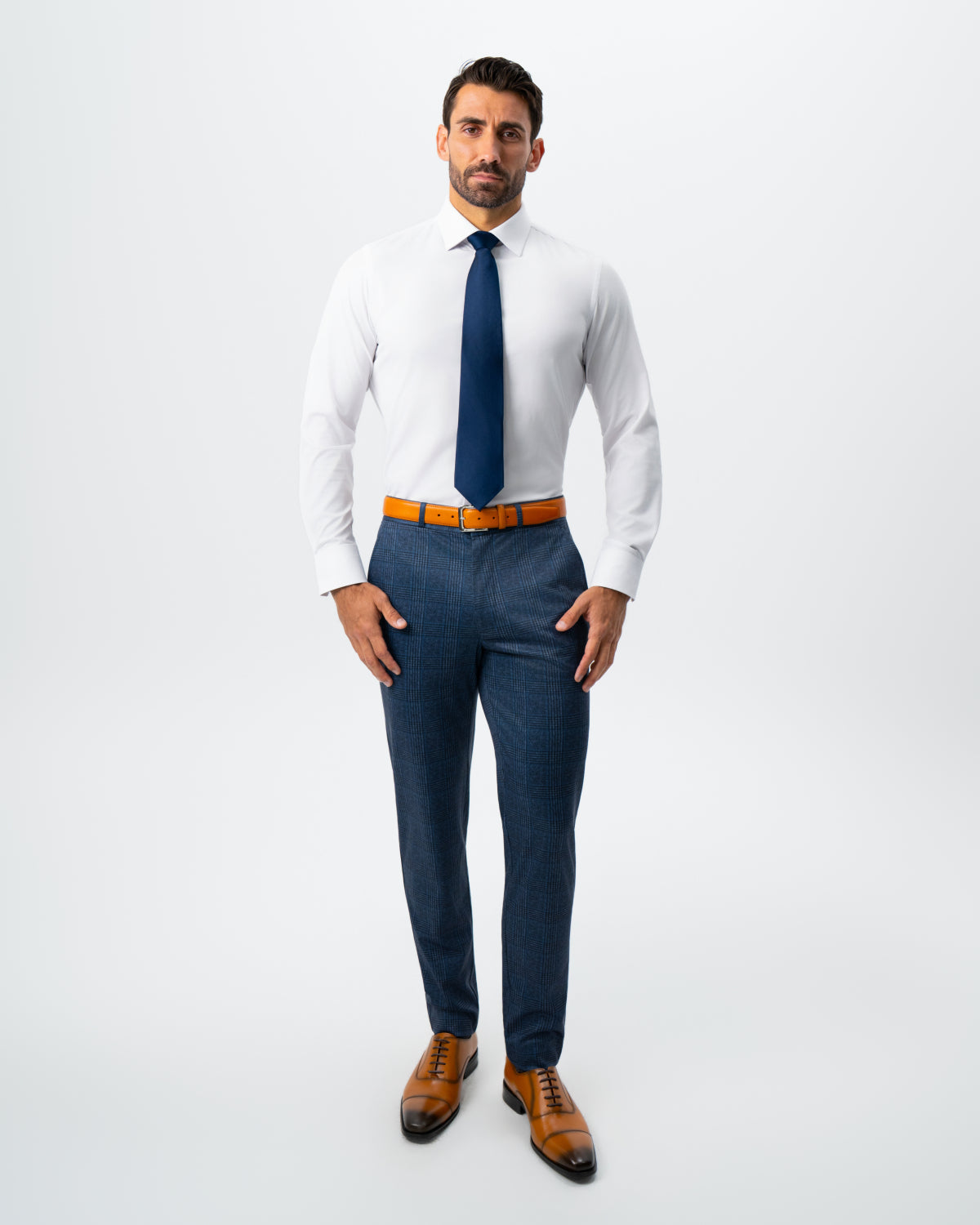 Athletic Fit Stretch Suit - Electric Blue and Black Plaid | State & Liberty Suits