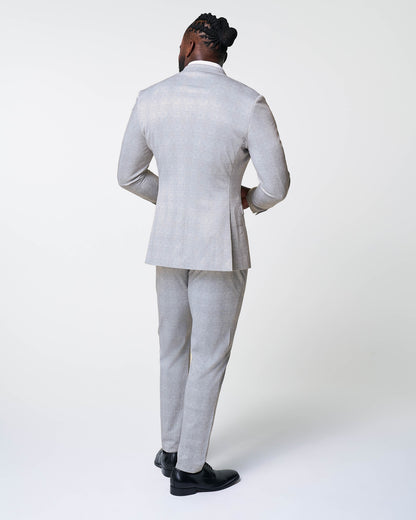 Athletic Fit Stretch Suit - Light Grey Plaid | State & Liberty Suits