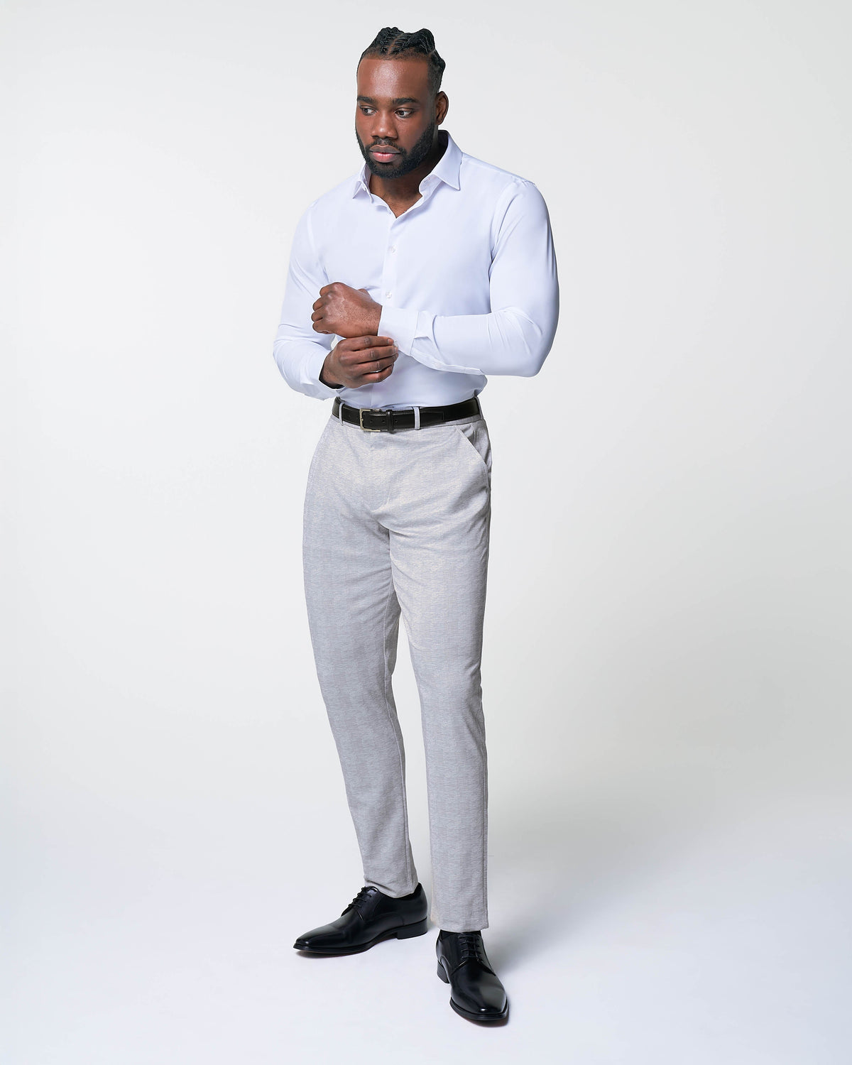 Athletic Fit Stretch Suit - Light Grey Plaid | State & Liberty Suits