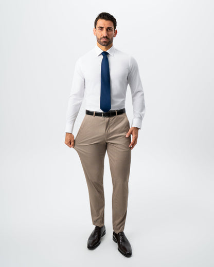 Athletic Fit Stretch Suit - Khaki and Olive Pinstripe | State & Liberty Suits