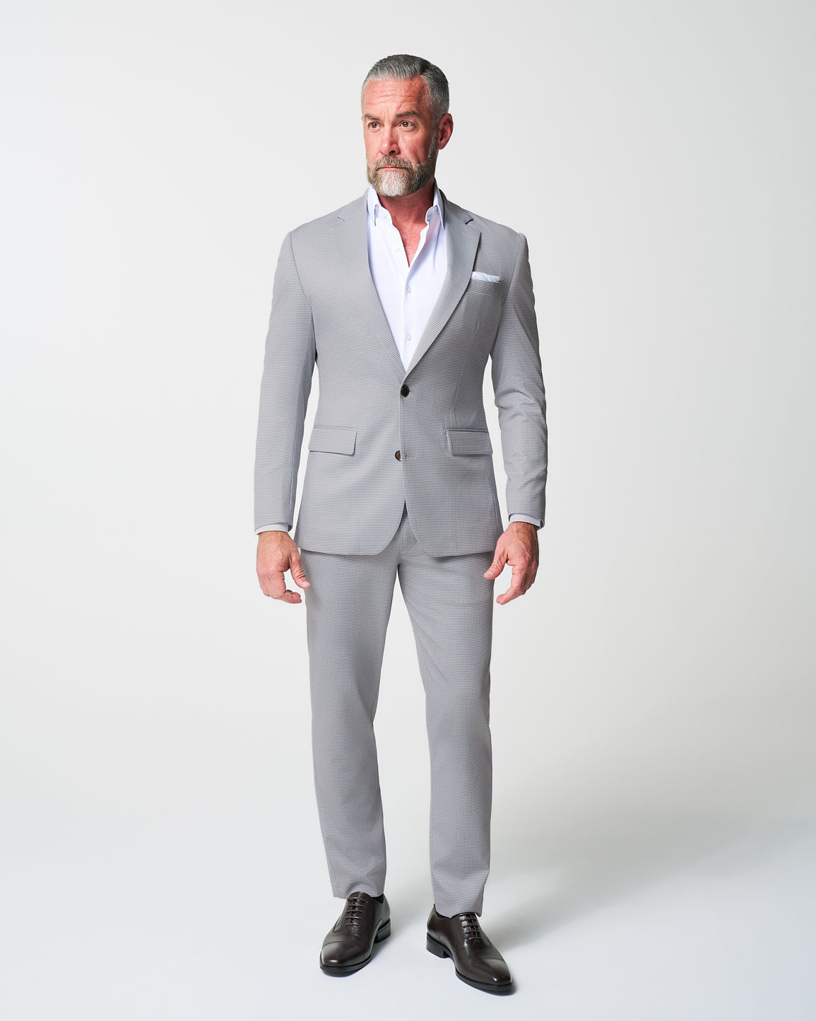 Athletic Fit Stretch Suit - Grey Houndstooth Microcheck | State & Liberty Suits