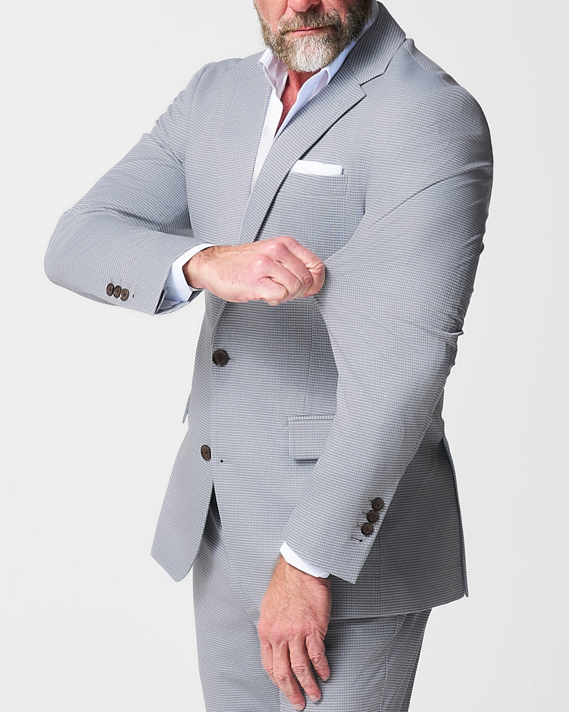 Athletic Fit Stretch Suit - Grey Houndstooth Microcheck | State & Liberty Suits