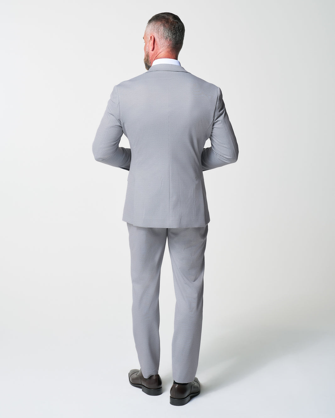 Athletic Fit Stretch Suit - Grey Houndstooth Microcheck | State & Liberty Suits