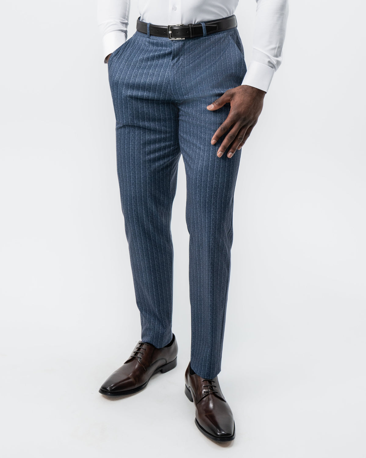 Athletic Fit Stretch Suit - Textured Navy Chalk Stripe | State & Liberty Suits