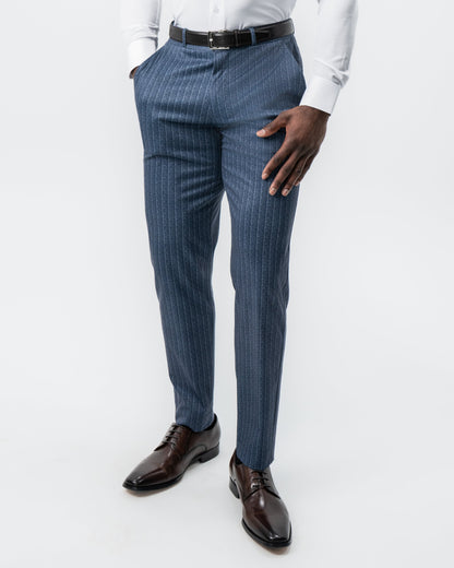 Athletic Fit Stretch Suit - Textured Navy Chalk Stripe | State & Liberty Suits