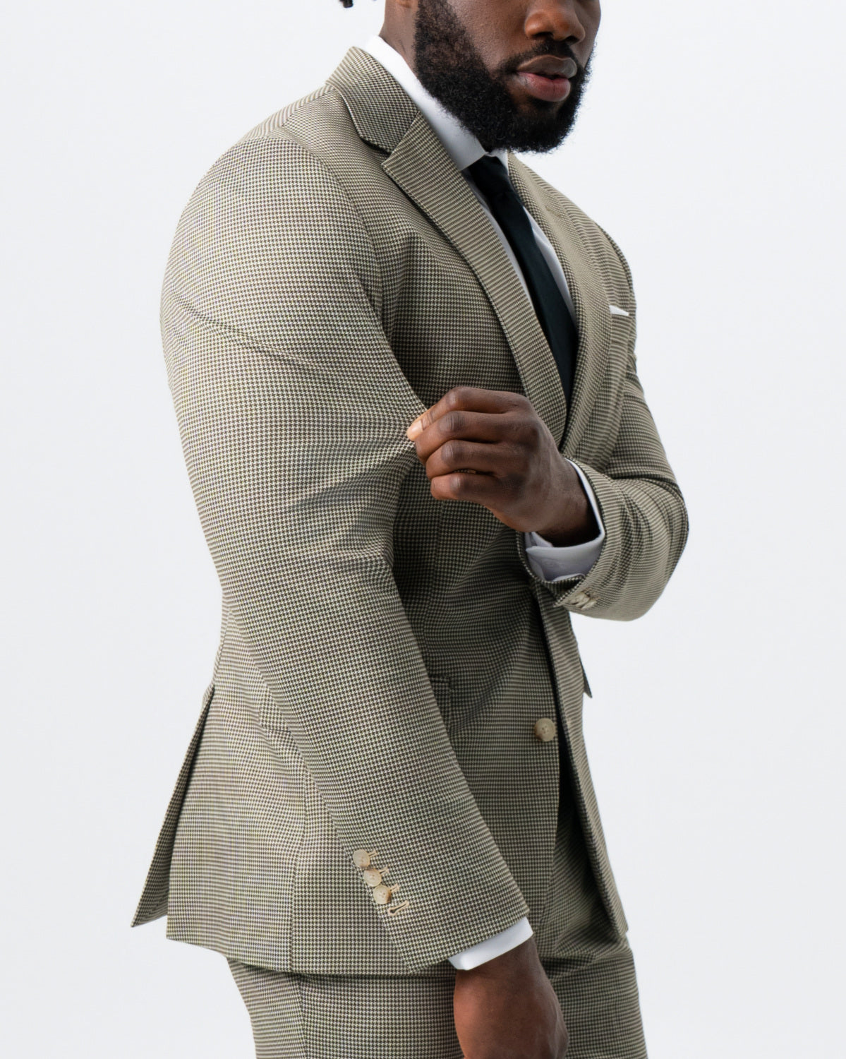 Athletic Fit Stretch Suit - Olive Houndstooth | State & Liberty Suits