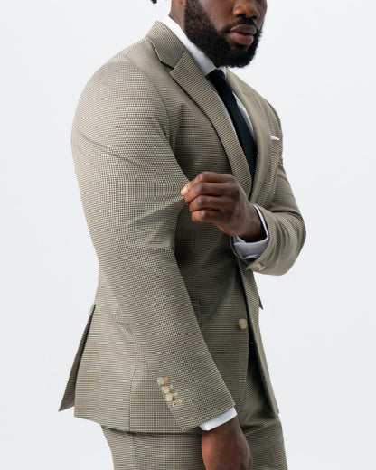 Athletic Fit Stretch Suit - Olive Houndstooth | State & Liberty Suits