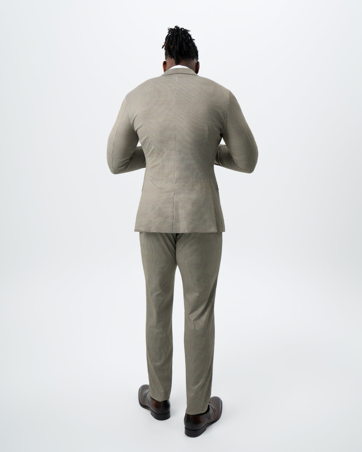 Athletic Fit Stretch Suit - Olive Houndstooth | State & Liberty Suits