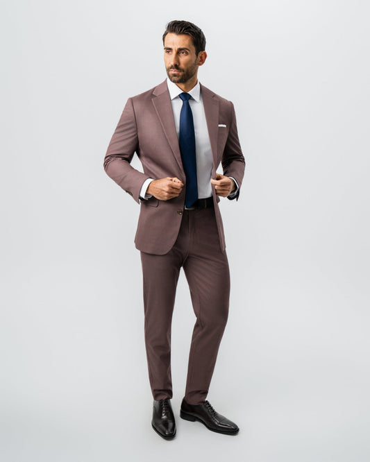 Athletic Fit Stretch Suit - Brick Houndstooth | State & Liberty Suits