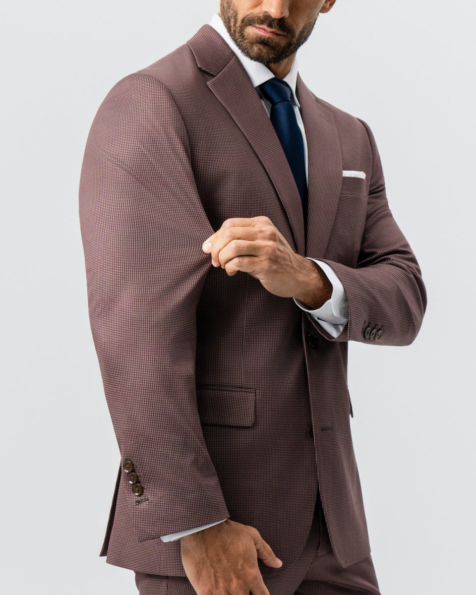 Athletic Fit Stretch Suit - Brick Houndstooth | State & Liberty Suits