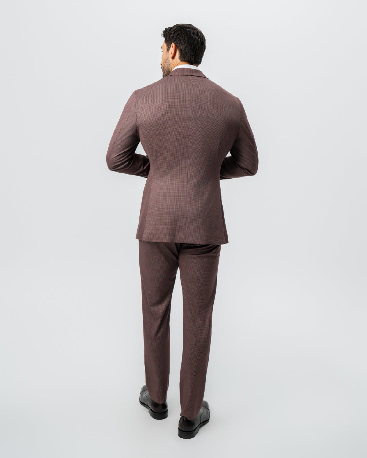 Athletic Fit Stretch Suit - Brick Houndstooth | State & Liberty Suits