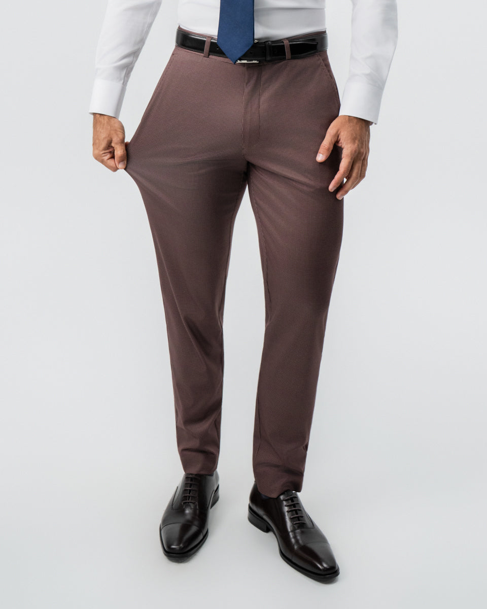 Athletic Fit Stretch Suit - Brick Houndstooth | State & Liberty Suits