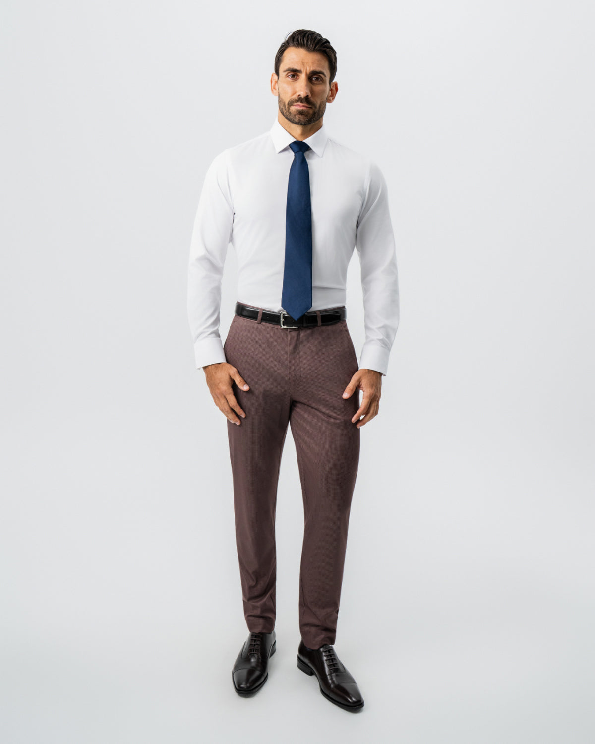 Athletic Fit Stretch Suit - Brick Houndstooth | State & Liberty Suits
