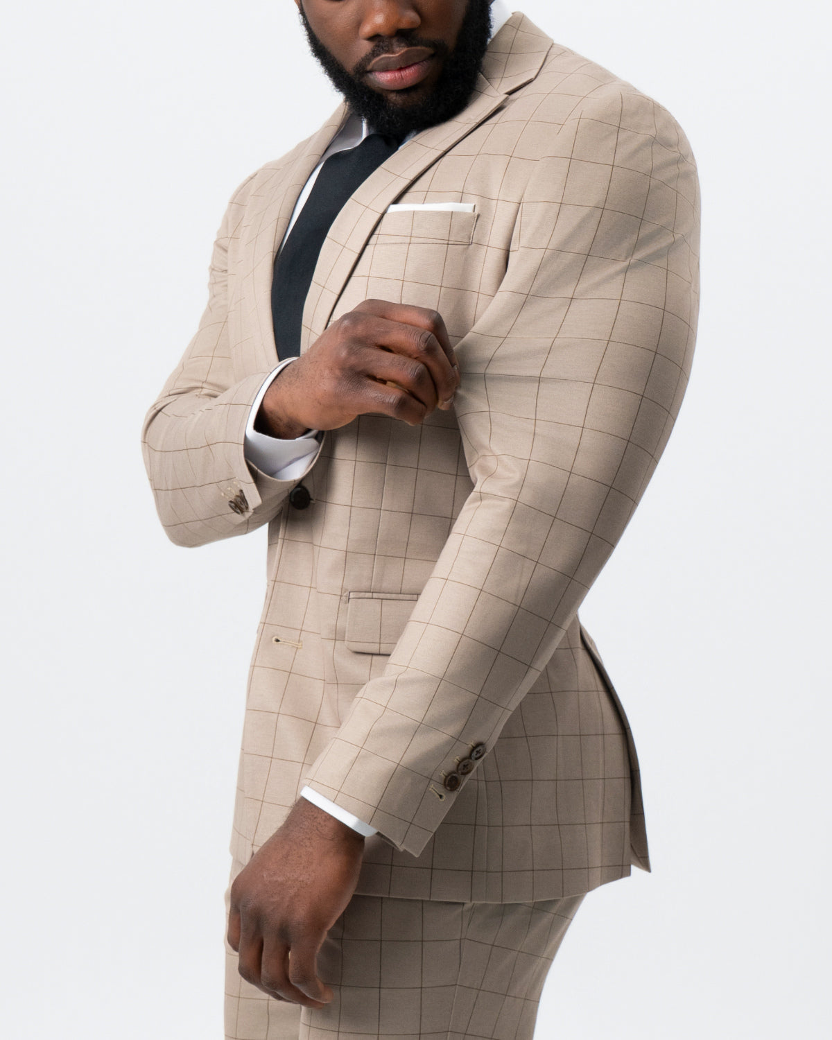 Athletic Fit Stretch Suit - Khaki and Olive Windowpane | State & Liberty Suits