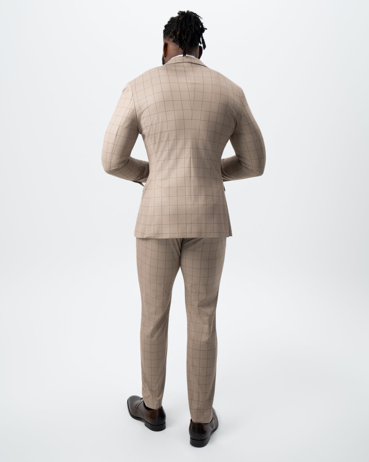 Athletic Fit Stretch Suit - Khaki and Olive Windowpane | State & Liberty Suits