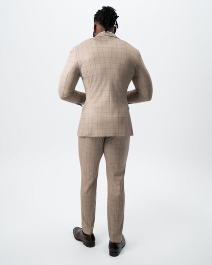 Athletic Fit Stretch Suit - Khaki and Olive Windowpane | State & Liberty Suits