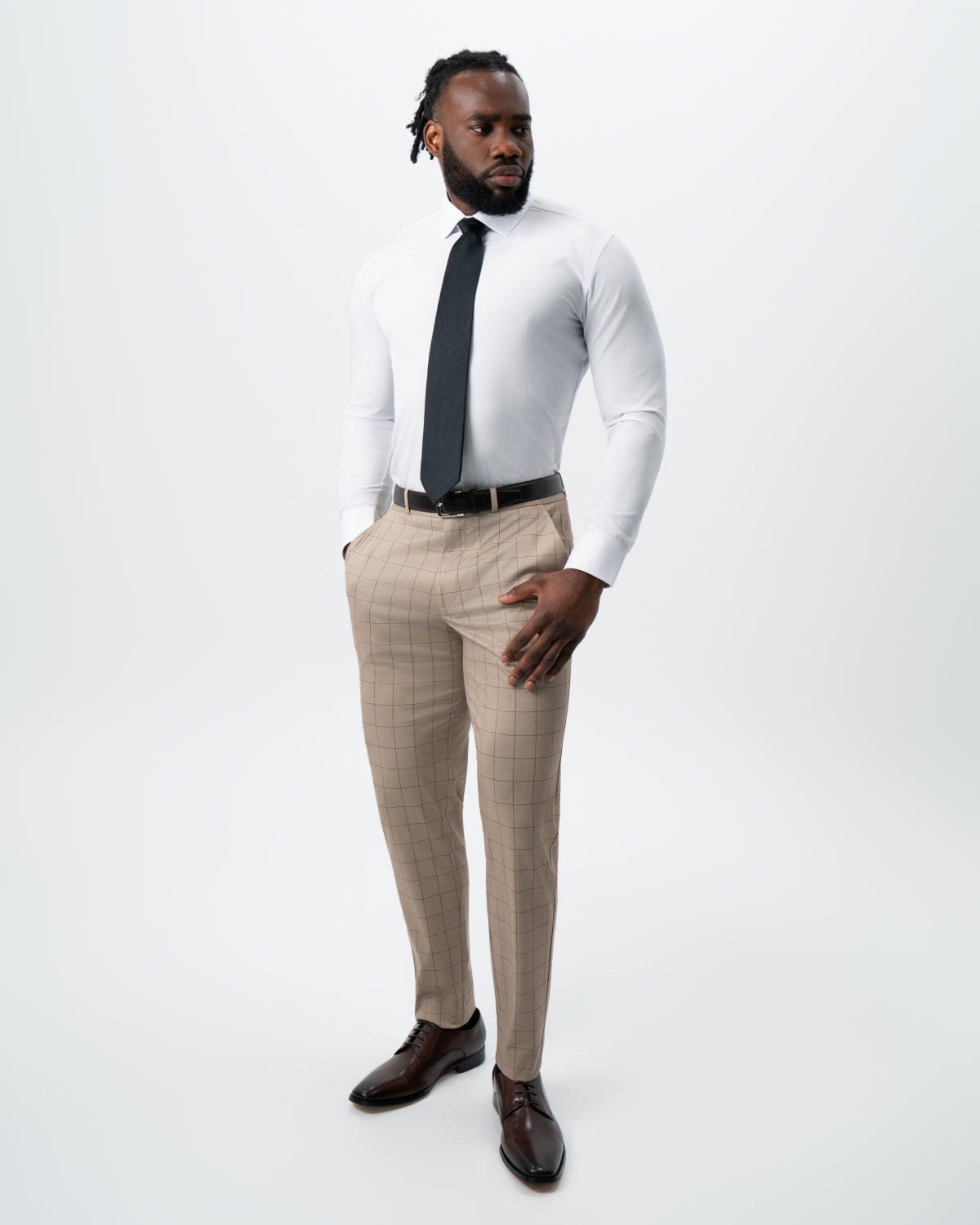 Athletic Fit Stretch Suit - Khaki and Olive Windowpane | State & Liberty Suits