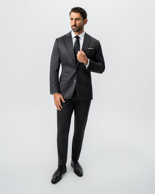 Athletic Fit Stretch Suit - Black and White Chalk Pinstripe | State & Liberty Suits