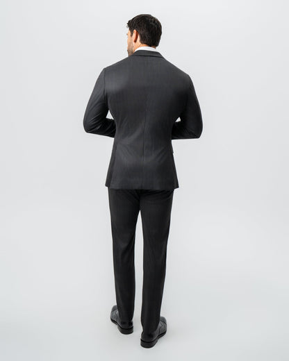 Athletic Fit Stretch Suit - Black and White Chalk Pinstripe | State & Liberty Suits