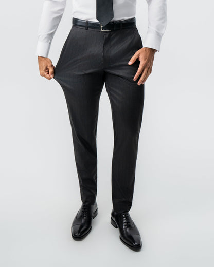 Athletic Fit Stretch Suit - Black and White Chalk Pinstripe | State & Liberty Suits