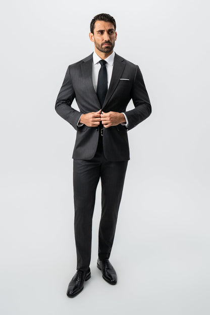 Athletic Fit Stretch Suit - Black and White Chalk Pinstripe | State & Liberty Suits
