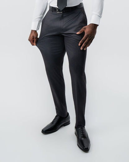 Athletic Fit Stretch Suit - Black and Charcoal Plaid | State & Liberty Suits
