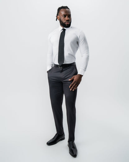 Athletic Fit Stretch Suit - Black and Charcoal Plaid | State & Liberty Suits