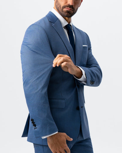 Athletic Fit Stretch Suit - Steel Blue Houndstooth | State & Liberty Suits