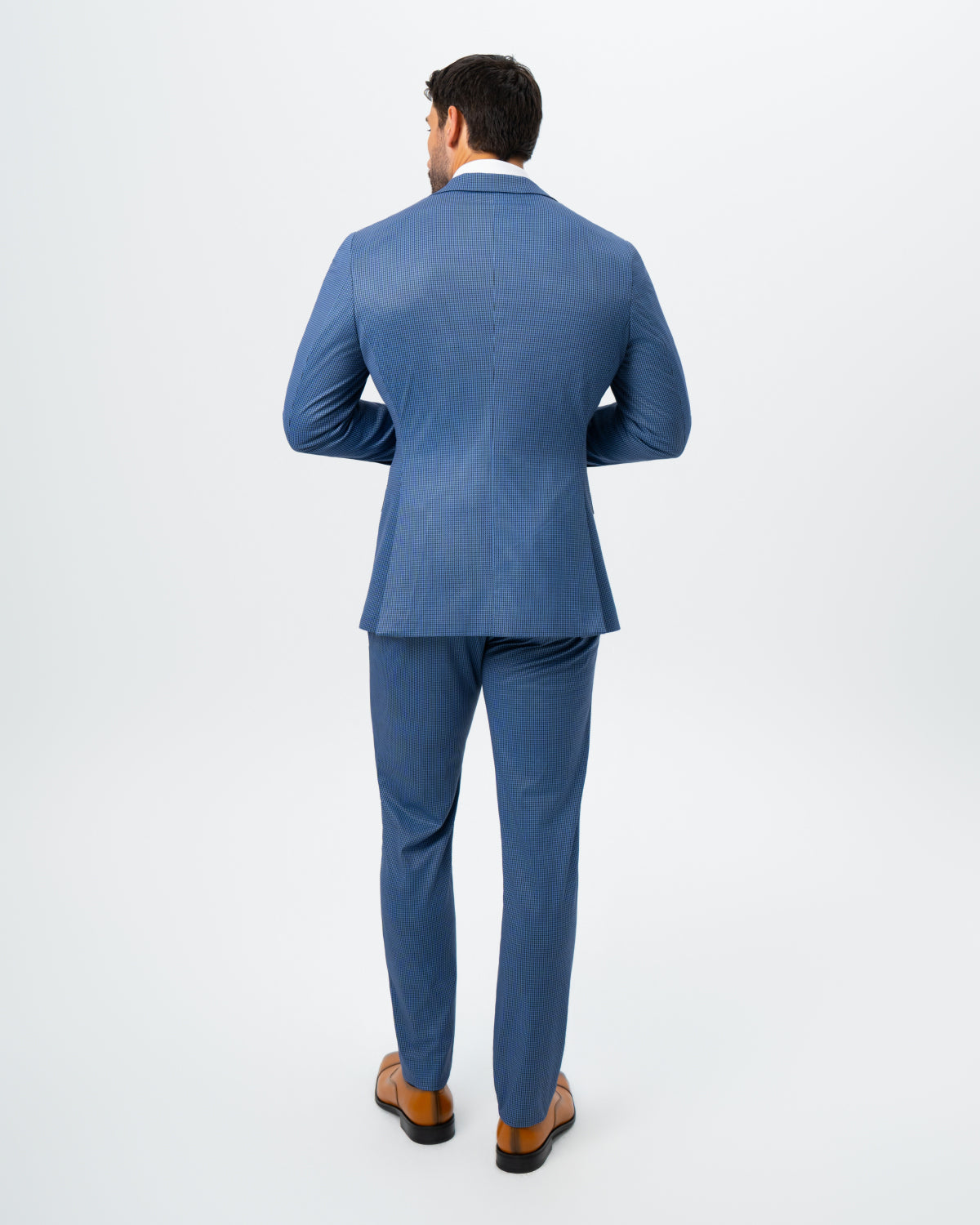 Athletic Fit Stretch Suit - Steel Blue Houndstooth | State & Liberty Suits