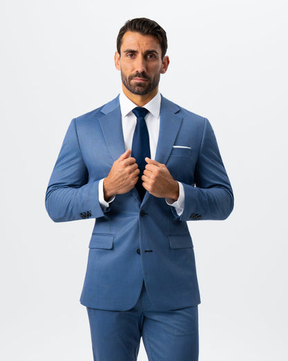 Athletic Fit Stretch Suit - Steel Blue Houndstooth | State & Liberty Suits