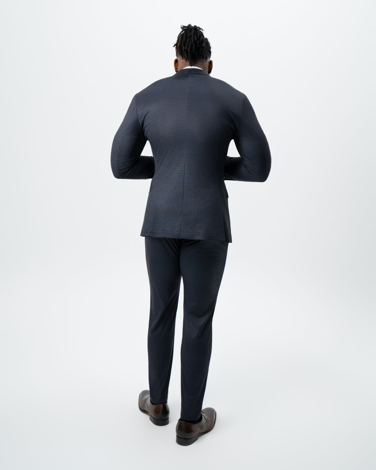 Athletic Fit Stretch Suit - Maroon, Navy, and Black Mini Check | State & Liberty Suits