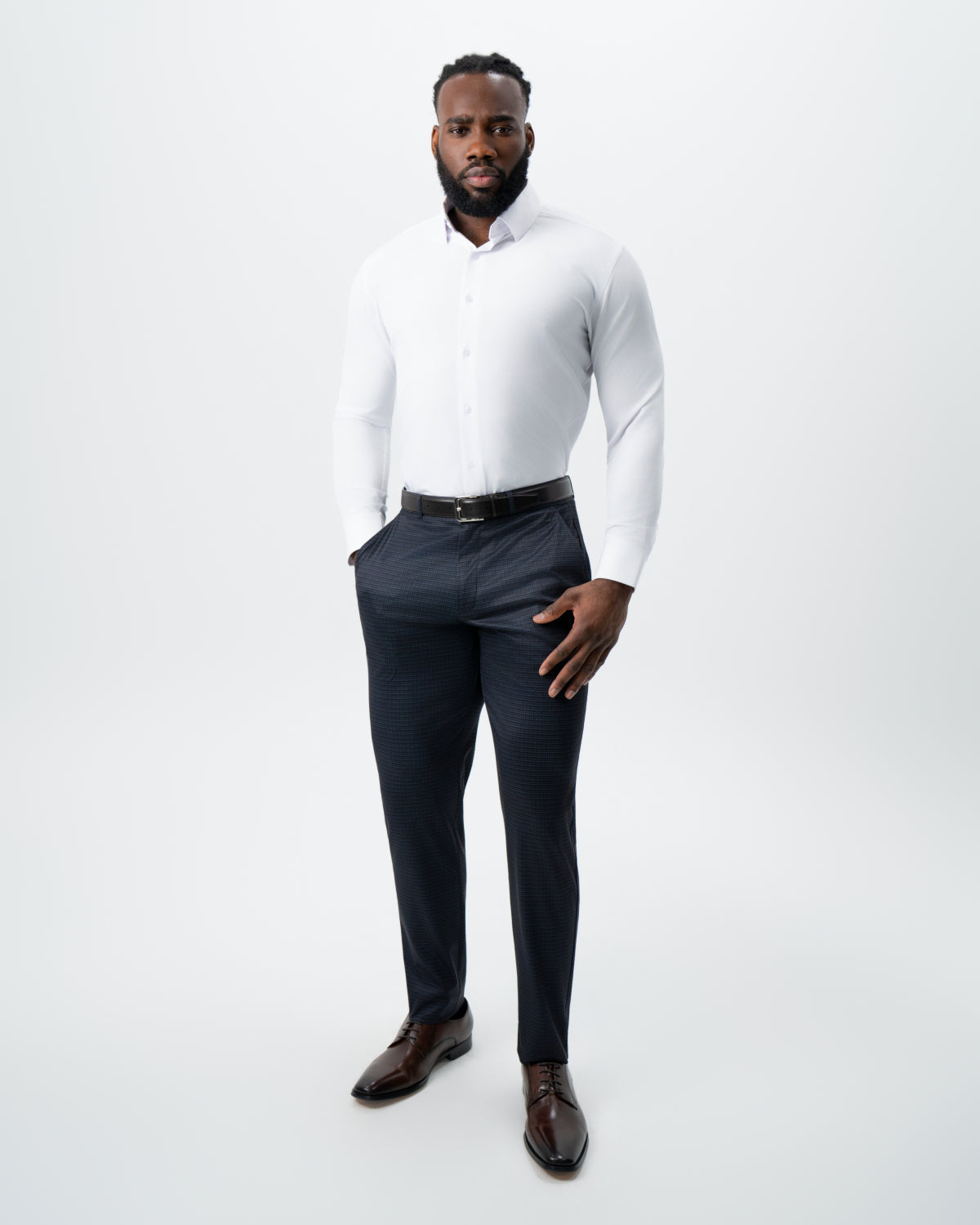 Athletic Fit Stretch Suit - Maroon, Navy, and Black Mini Check | State & Liberty Suits