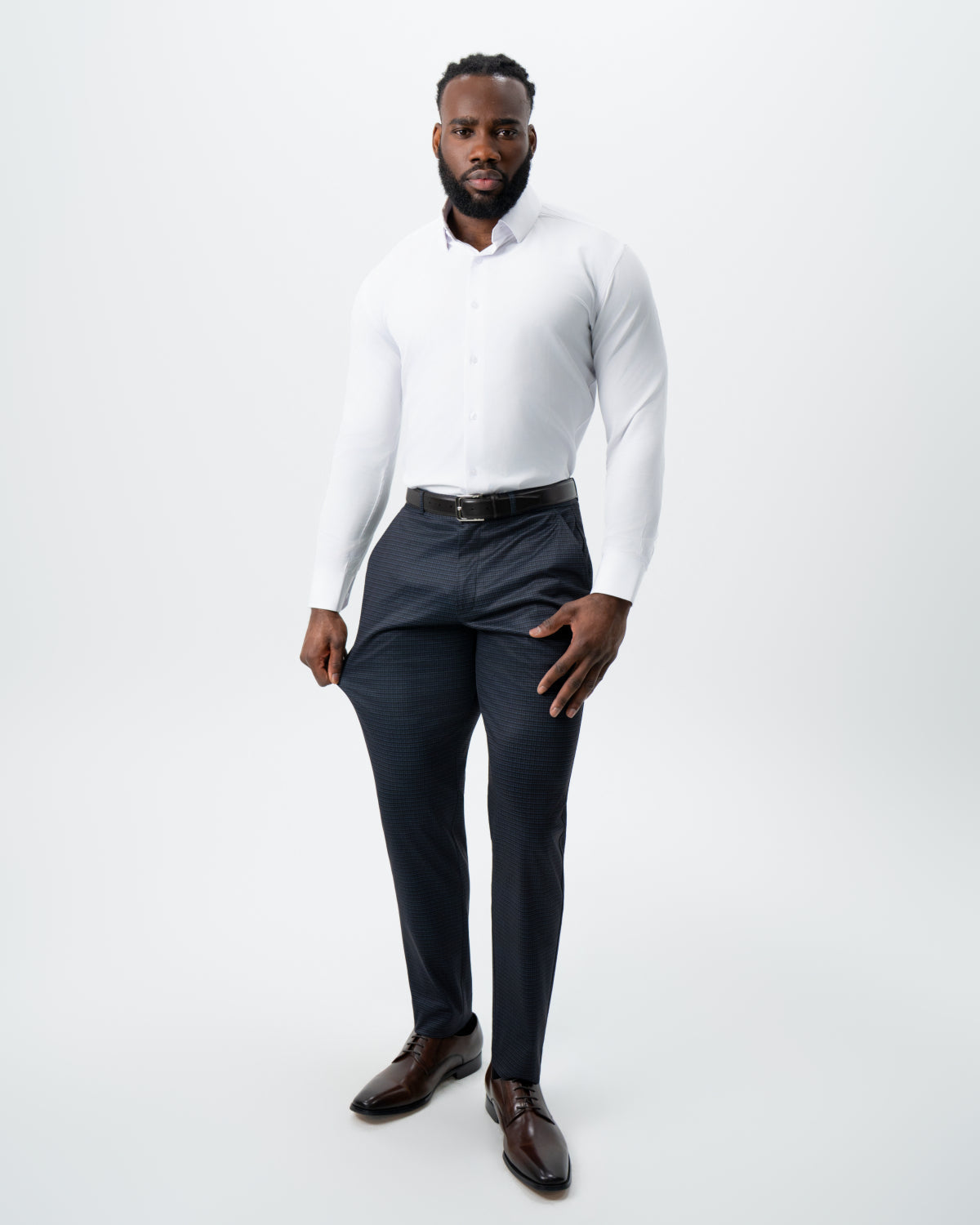 Athletic Fit Stretch Suit - Maroon, Navy, and Black Mini Check | State & Liberty Suits