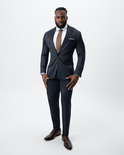 Athletic Fit Stretch Suit - Maroon, Navy, and Black Mini Check | State & Liberty Suits