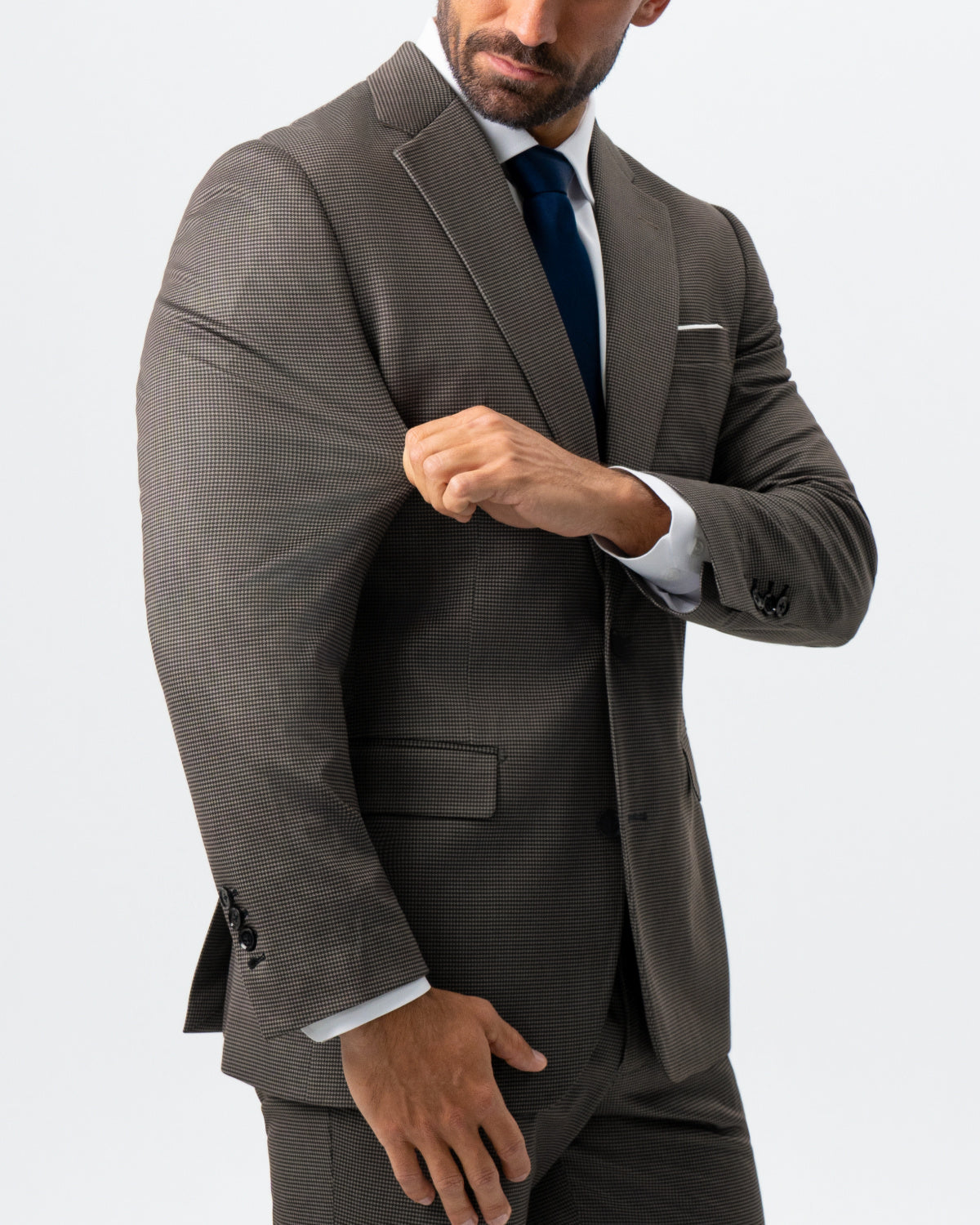 Athletic Fit Stretch Suit - Brown Houndstooth | State & Liberty Suits