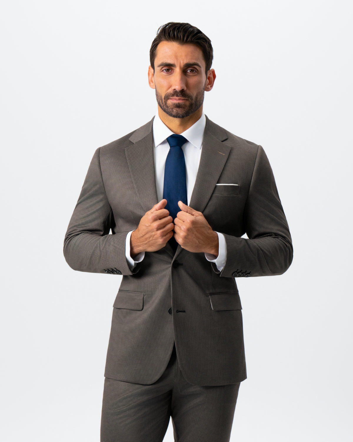 Athletic Fit Stretch Suit - Brown Houndstooth | State & Liberty Suits